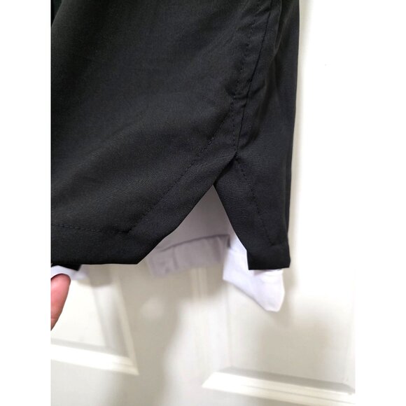 Mens 2-In-1 Black Athletic Shorts White Liner Elastic Waistband & Drawstring Zip - Picture 7 of 10